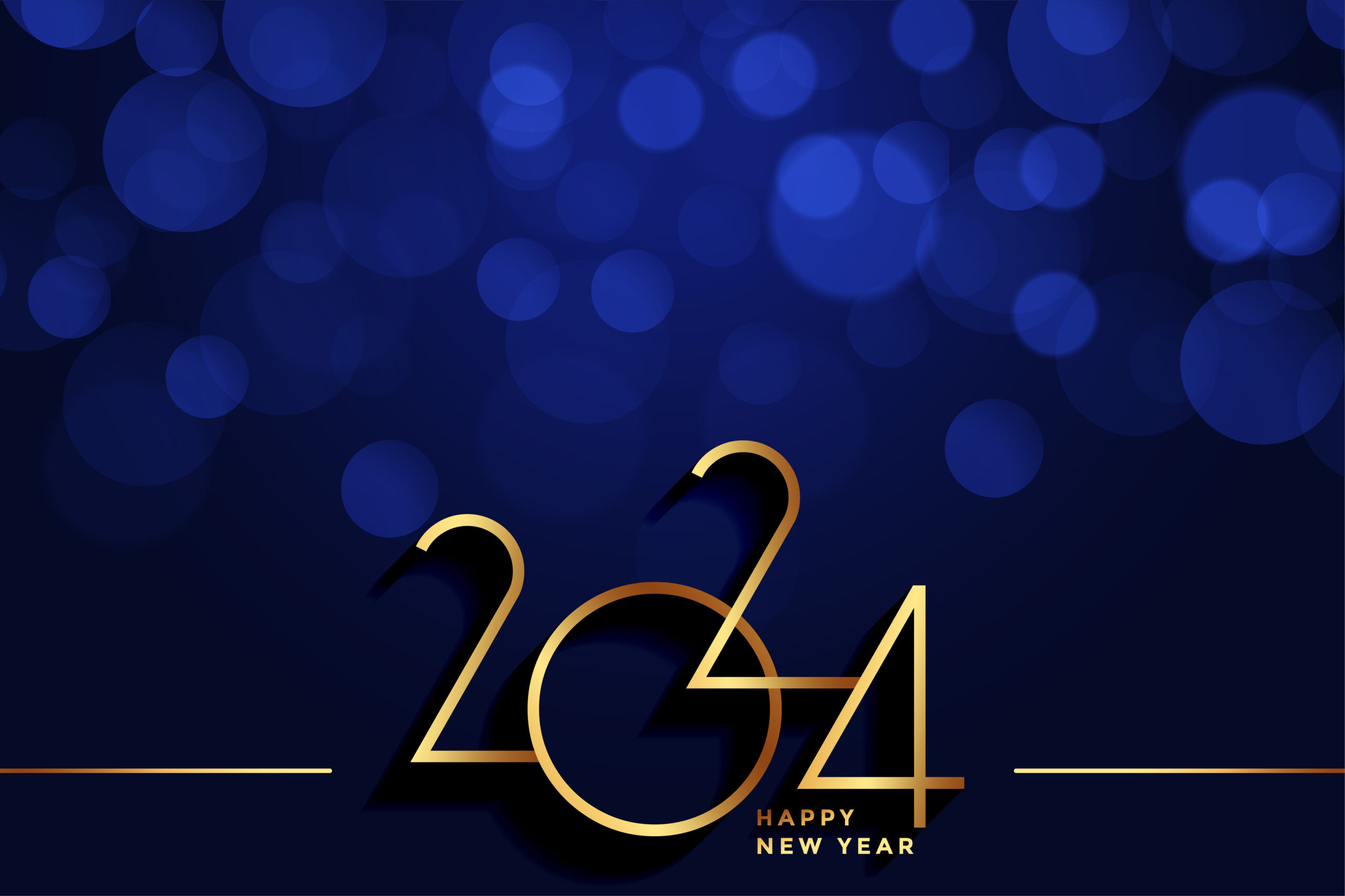 2024 new year eve greeting card in bokeh style